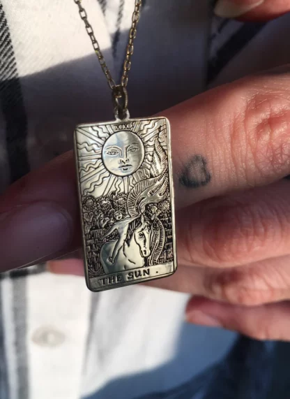 Rider Waite tarot deck The Sun Tarot Card unisex Necklace - Image 3