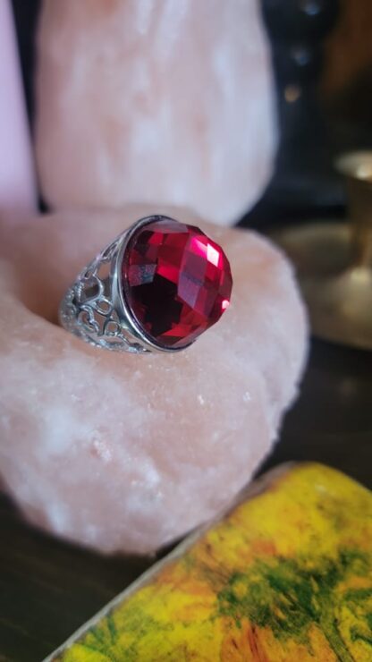 Silver Red Statement Ring