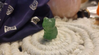 Green Fluorite Crystal Cat