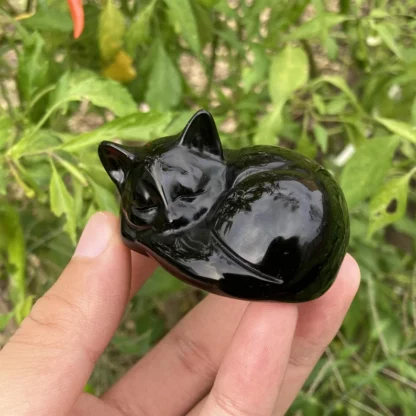 Black Obsidian Crystal Cat