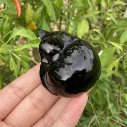 Black Obsidian Crystal Cat - Image 2